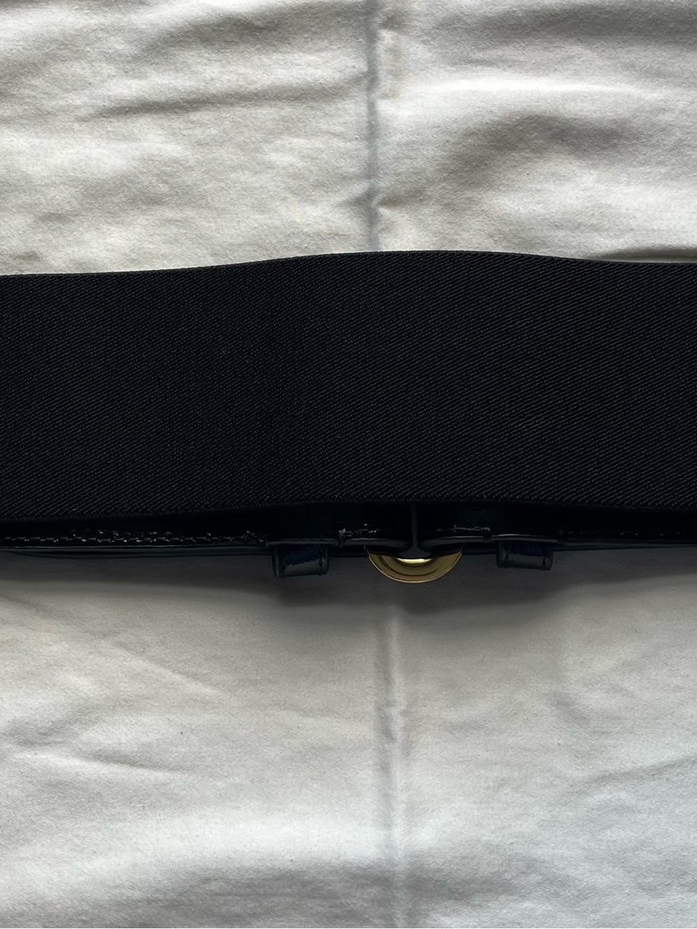 Lauren Ralph Lauren Black Patent Leather and Elastic Tab Stretch Belt Sz Med EUC - Picture 6 of 14